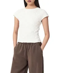 オールセインツ レディース トップス Tシャツ ALLSAINTS Luna Crinkle Tee White ホワイトのサムネイル