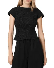 オールセインツ レディース トップス Tシャツ ALLSAINTS Luna Crinkle Tee Black ブラックのサムネイル