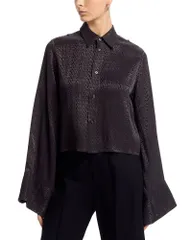 マルタンマルジェラ レディース トップス シャツ ロゴ MM6 Maison Margiela Long Sleeve Logo Shirt Black ブラックのサムネイル