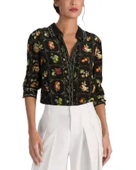 アリスアンドオリビア レディース トップス シャツ プリント シルク Alice and Olivia Willa Printed Colla red Silk Top Harvestのサムネイル