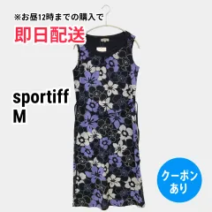 sportiff ワンピース M コットン 袖なし 花柄・ボタニカル柄 リボン ミモレ・半端丈 フレア レディースのサムネイル