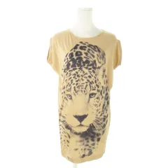 ステラマッカートニー STELLA McCARTNEY チュニック Tシャツ ラウンドネック ノースリーブ コットン プリント アニマル レオパード ヒョウ柄 36 S 茶 ブラウン /AO2 ■GY18のサムネイル