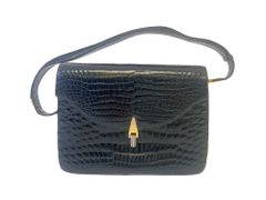 Mulberry マルベリー ショルダーバッグ チェック クロコ レザー 黒 Mulberry マルベリー ショルダーバッグ チェック クロコ レザー 黒