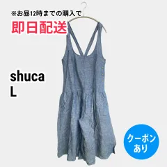 shuca シュカ サロペット/オーバーオール L ブルー ハーフ・ひざ丈 クロップド・半端丈 リネン・麻 レディースのサムネイル