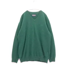 【中古A】メンズ XL バブアー Barbour エッセンシャル Vネック ラムズウール ニット セーター MKN1177GN78 フォレストグリーン 18AWのサムネイル