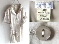 希少 フランス製 00sビンテージ agnes b. アニエスベー 半袖 ストレッチシルク プルオーバー シャツ 開襟 ブラウス 40 アーカイブのサムネイル