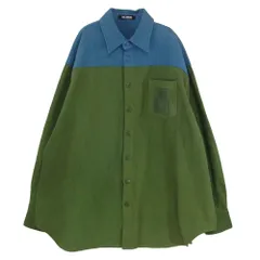 RAF SIMONS ラフシモンズ 22AW Oversized denim shirts ピン付き オーバーサイズ バイカラー デニム シャツ ジャケット グリーン系 M【中古】のサムネイル