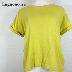 【訳あり】ルノンキュール ロールアップ袖 カットソー Tシャツ フリーサイズ マスタード イエロー 黄緑系 綿100% 半袖 【000136】のサムネイル