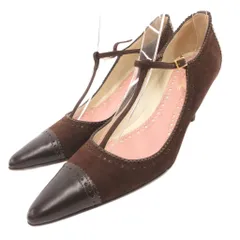 ブルックスブラザーズ BROOKS BROTHERS パンプス スエード Tストラップ ポインテッドトゥ 6.5 茶 ブラウン /JS ■GY03のサムネイル