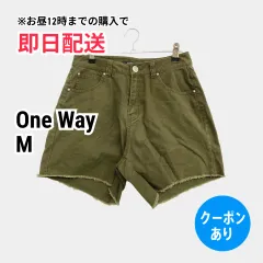 One Way ワンウェイ デニムパンツ M カーキ ショート・ひざ上丈 無地 スタンダード レディースのサムネイル