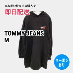 TOMMY JEANS トミージーンズ ワンピース M ブラック バックプリント ワンポイント ブランドロゴ 長袖 ひざ丈 レディースのサムネイル