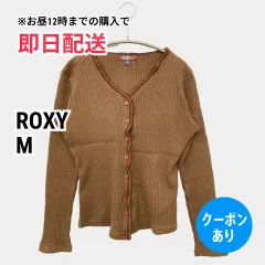ROXY ロキシー カーディガン/ボレロ M ブラウン ニット 無地 ワンポイント 刺繍 長袖 ショート丈 レディースのサムネイル