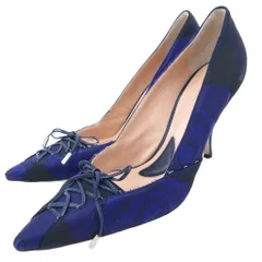 アレッサンドロデラクア ALESSANDRO DELL'ACQUA パンプス ハイヒール 花がら サテン 37 紫 パープル 黒 ブラック /JS ■GY18のサムネイル
