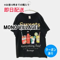 MONO VILLAGE Tシャツ/カットソー ブラック 前面プリント ミドル丈 半袖 クルーネック(丸首) レディースのサムネイル