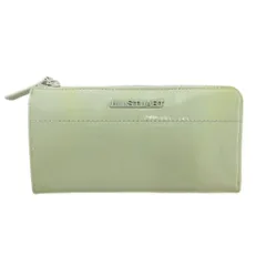 ジルスチュアート JILL STUART 美品 長財布 ウォレット ラウンドファスナー ロゴ エナメル素材 ラメ ミントグリーン JSLW8DT2-38 /IB ■GY99のサムネイル