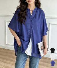 新品｜ユナイテッドアローズ バンドカラーVネックシアーシャツ 