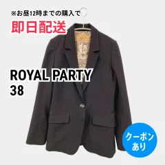ROYAL PARTY ロイヤルパーティー テーラードジャケット 38 ブラック 無地 ミドル丈 フードなし シングル レディースのサムネイル