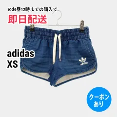 adidas アディダス デニムパンツ XS ブルー ショート・ひざ上丈 無地 ブランドロゴ スタンダード ストレート レギュラー ウエストゴム・紐 リジッド・ワンウォッシュ レディースのサムネイル