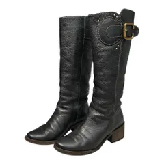 CHLOE(クロエ) Cross-strap Heeled Leather Long Boots クロスベルト ヒール レザー ロング ブーツ 35(22.5cm程度) ブラックのサムネイル
