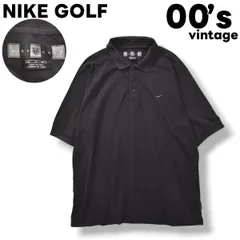 00s ヴィンテージ ナイキ ゴルフ NIKE GOLF 半袖 ポロシャツ 鹿の子 スリット入り ラグランスリーブ スウッシュ ロゴ XL ブラック ビッグシルエット ストリート スポーツ カジュアル ウェア メンズのサムネイル