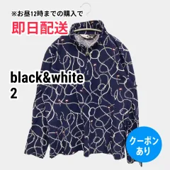 black&white ブラックアンドホワイト シャツ/ブラウス 2 ネイビー コットン その他総柄 ミドル丈 長袖 スタンドカラー メンズ レディースのサムネイル