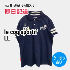 le coq sportif ルコックスポルティフ ポロシャツ LL ネイビー 無地 前面プリント ライン柄 ワンポイント ブランドロゴ 半袖 レディースのサムネイル
