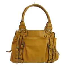 ナインウエスト NINE WEST ハンドバッグ トートバッグ 肩掛け フェイクレザー ベルト ロゴ 黄色 イエロー /XZ ■GY99のサムネイル