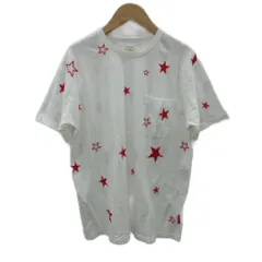 ウィズ WHIZ Tシャツ カットソー L 白 ホワイト スター柄 半袖 ラウンドネック /YS22 ■GY99のサムネイル
