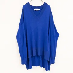ENFOLD エンフォルド ニットトップス Ｖネック オーバーサイズ スリット シルク コットン ブルー レディース 36 b02491のサムネイル