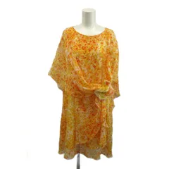 ピエールカルダン Pierre Cardin ワンピース 38 オレンジ 花柄 ラウンドネック 半袖 /KK ■GY50のサムネイル
