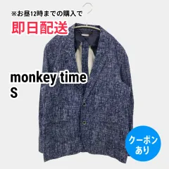 monkey time モンキータイム テーラードジャケット S ネイビー リネン・麻 コットン その他総柄 ミドル丈 フードなし シングル メンズのサムネイル