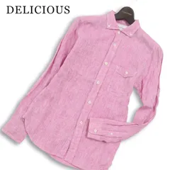 DELICIOUS デリシャス Pujo1★ 麻100％ リネン 長袖 ボタンダウン プジョル シャツ 日本製 Sz.2 メンズのサムネイル