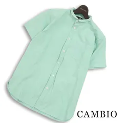 CAMBIO カンビオ 春夏★ 半袖 ミニスタンドカラー OX シャツ Sz.S メンズのサムネイル