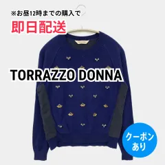 TORRAZZO DONNA トラッゾドンナ ニット/セーター ネイビー ウール・ニット ナイロン ビジュー ミドル丈 長袖 クルーネック(丸首) レディースのサムネイル
