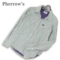 Pherrow's フェローズ 通年★ 長袖 ダブルガーゼ チェック柄 ウエスタン シャツ 日本製 Sz.38 メンズのサムネイル