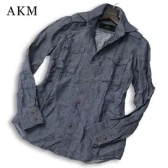AKM エイケイエム 春夏★ 【S062】 LINEN dress L/S shirts 長袖 リネン ミリタリー シャツ 日本製 Sz.M メンズのサムネイル