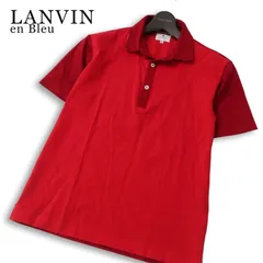 LANVIN en Bleu ランバン オン ブルー 春夏★ 半袖 鹿の子 切替 ポロシャツ 日本製 Sz.48 メンズ 赤のサムネイル