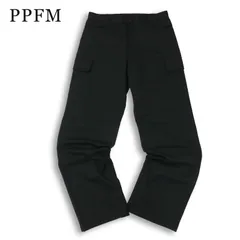 PPFM ペイトンプレイス 通年★ ストレッチ ワイド カーゴ パンツ 日本製 Sz.L メンズ 黒のサムネイル