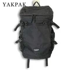 YAKPAK ヤックパック 通年★ ジップ ロゴ リュック バックパック 鞄 Sz.F メンズ 黒のサムネイル