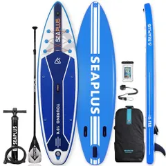 スタンドアップパドルボード SUPサップボード SEAPLUSサーフボード インフレータブ ルsapボード 釣り 長320cm 幅81cm 厚15cm L-BCカーボンパドル付き (Blue)のサムネイル