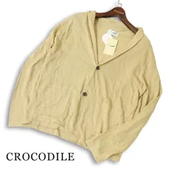 【新品 未使用】 CROCODILE クロコダイル 春夏 麻100%★ リネン ショールカラー ニット カーディガン Sz.L メンズのサムネイル