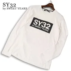 SY32 by SWEET YEARS スウィートイヤーズ 通年 ビッグ ボックスロゴ★ 長袖 ロンTシャツ カットソー 日本製 Sz.M メンズ 白のサムネイル