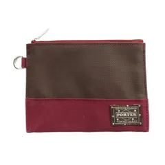 ポーター PORTER 吉田カバン ポーチ 小物入れ レザー ロゴ 茶 ブラウン 赤 レッド ■GY11 /MQのサムネイル
