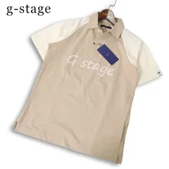 【新品 未使用】 g-stage ジーステージ 春夏 ロゴ★ 半袖 鹿の子 ストレッチ 切替 ポロシャツ 日本製 Sz.M メンズのサムネイル