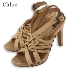 Y2K イタリア製★ Chloe クロエ 春夏★ グラディエーター風 ウッドヒール サンダル Sz.34 レディースのサムネイル