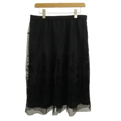 カルヴェン CARVEN スカート 48 黒 ブラック レース柄 ミディ丈 /PP ■GY06のサムネイル