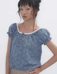 EXPIRED GIRL フローラル パフ トップスのサムネイル