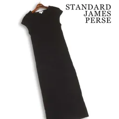 USA製★ JAMES PERSE ジェームスパース 春夏★ 半袖 ストレッチ リブ ニット ロング ワンピース Sz.2 レディース 黒のサムネイル