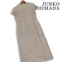 JUNKO SHIMADA ジュンコシマダ 春夏★ シルク混 半袖 千鳥柄 ロング ワンピース 日本製 Sz.9 レディースのサムネイル