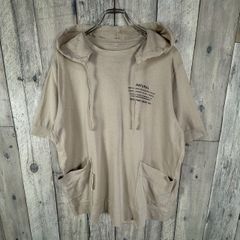 HAI SPORTING GEAR ISSEY MIYAKE ハイ スポーティング ギア イッセイミヤケ ベージュ 後付け フード 半袖 パーカー フーディー Tシャツ TEE メンズ M サイズ